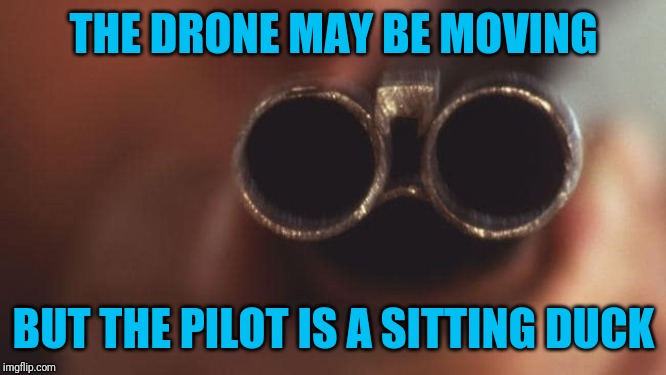 THE DRONE MAY BE MOVING BUT THE PILOT IS A SITTING DUCK | made w/ Imgflip meme maker