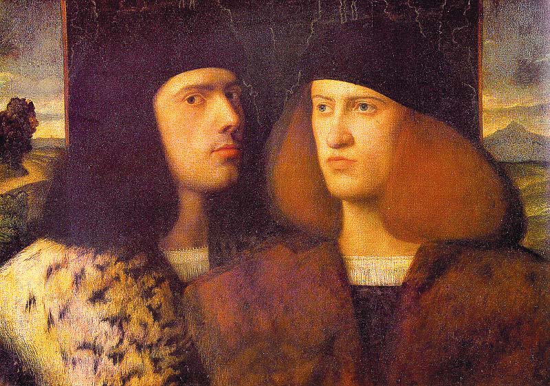 Renaissance Portrait Two Men Blank Meme Template