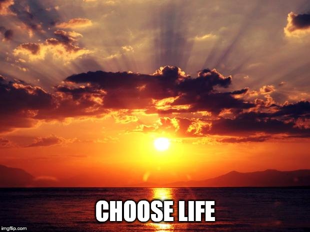 Sunset | CHOOSE LIFE | image tagged in sunset | made w/ Imgflip meme maker