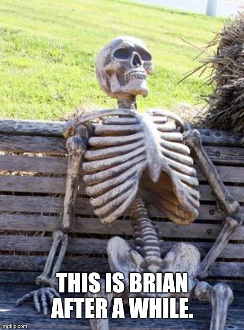 Waiting Skeleton Meme | THIS IS BRIAN AFTER A WHILE. | image tagged in memes,waiting skeleton | made w/ Imgflip meme maker