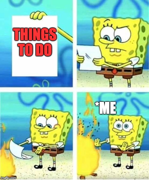 I don't care | THINGS TO DO; *ME | image tagged in i don't care,things to do | made w/ Imgflip meme maker