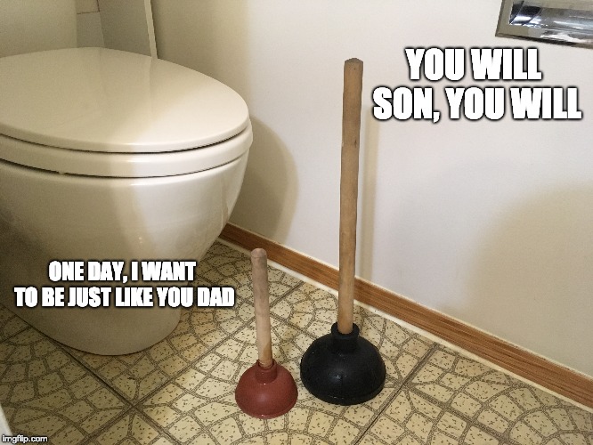 Like father, like son | YOU WILL SON, YOU WILL; ONE DAY, I WANT TO BE JUST LIKE YOU DAD | image tagged in toilet joke,funny,dad joke | made w/ Imgflip meme maker