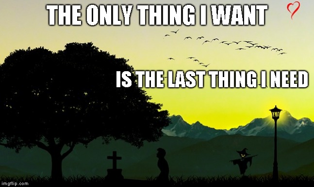 THE ONLY THING I WANT; IS THE LAST THING I NEED | image tagged in lost | made w/ Imgflip meme maker