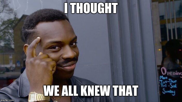 Roll Safe Think About It Meme | I THOUGHT WE ALL KNEW THAT | image tagged in memes,roll safe think about it | made w/ Imgflip meme maker