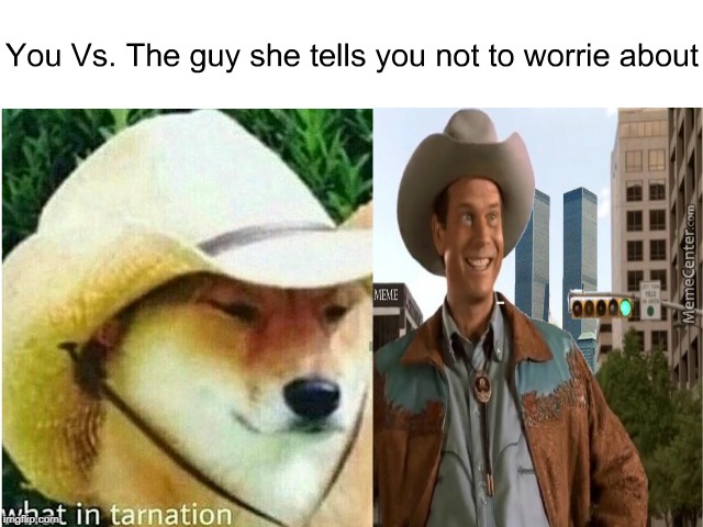 I love country music | image tagged in repost,you vs the guy she tells you not to worry about,what in tarnation,memes,funny,cowboy | made w/ Imgflip meme maker