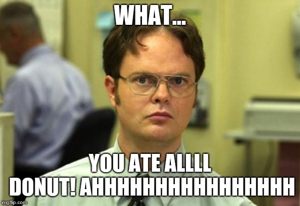 Dwight Schrute Meme | WHAT... YOU ATE ALLLL DONUT! AHHHHHHHHHHHHHHHH | image tagged in memes,dwight schrute | made w/ Imgflip meme maker