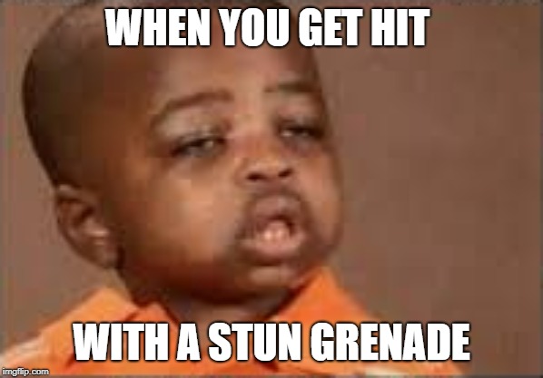 when you get hit with a stun grenade | WHEN YOU GET HIT; WITH A STUN GRENADE | image tagged in stunned,memes | made w/ Imgflip meme maker