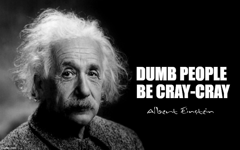 Albert Einstein | DUMB PEOPLE BE CRAY-CRAY | image tagged in albert einstein | made w/ Imgflip meme maker