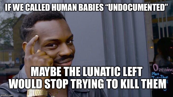 If killing a live baby doesn’t bother you... | IF WE CALLED HUMAN BABIES “UNDOCUMENTED”; MAYBE THE LUNATIC LEFT WOULD STOP TRYING TO KILL THEM | image tagged in memes,roll safe think about it,maga,liberal logic | made w/ Imgflip meme maker