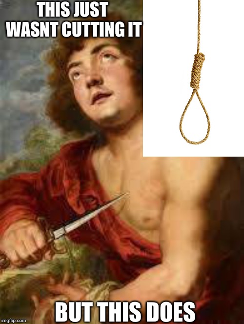 Pyramus and Thisbe meme for an english project | THIS JUST WASNT CUTTING IT; BUT THIS DOES | image tagged in history,literature,love | made w/ Imgflip meme maker