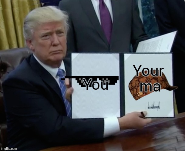 Trump Bill Signing | You; Your ma | image tagged in memes,trump bill signing | made w/ Imgflip meme maker