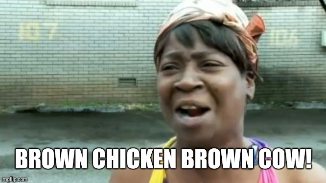 Ain't Nobody Got Time For That Meme | BROWN CHICKEN BROWN COW! | image tagged in memes,aint nobody got time for that | made w/ Imgflip meme maker