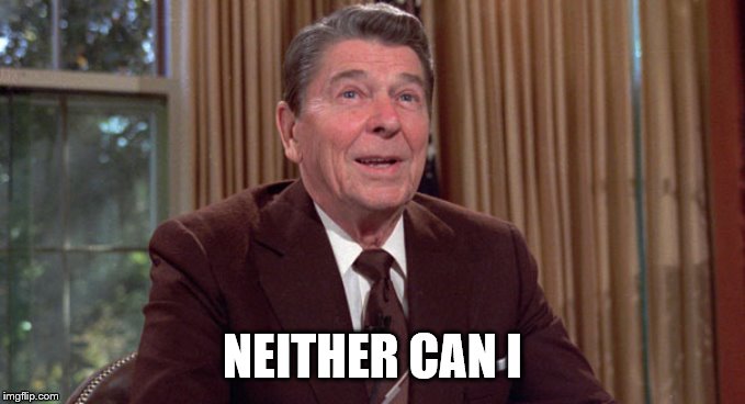 Reagan Dementia | NEITHER CAN I | image tagged in reagan dementia | made w/ Imgflip meme maker