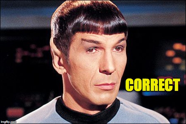 Condescending Spock | CORRECT | image tagged in condescending spock | made w/ Imgflip meme maker