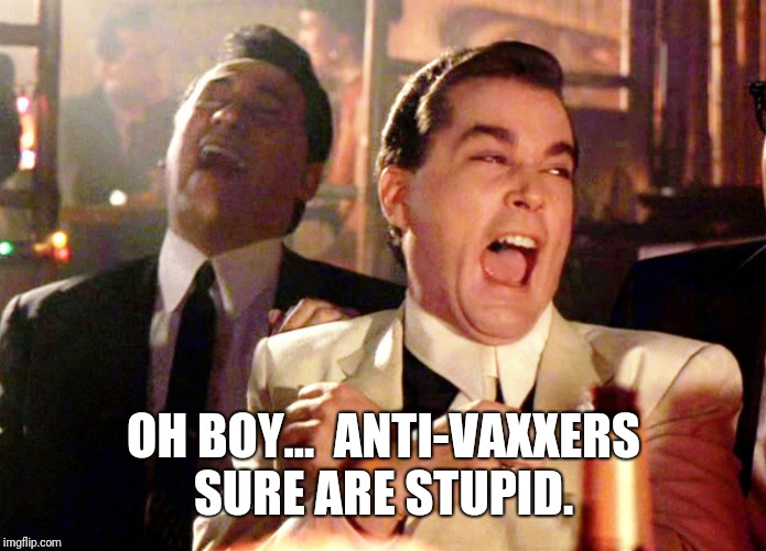 Good Fellas Hilarious Meme | OH BOY...  ANTI-VAXXERS SURE ARE STUPID. | image tagged in memes,good fellas hilarious | made w/ Imgflip meme maker