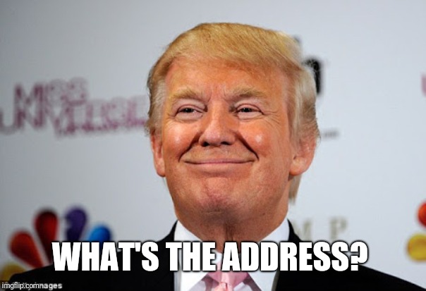 Donald trump approves | WHAT'S THE ADDRESS? | image tagged in donald trump approves | made w/ Imgflip meme maker