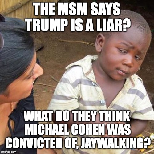 Cohen was convicted of lying. Nothing he says can be trusted. | THE MSM SAYS TRUMP IS A LIAR? WHAT DO THEY THINK MICHAEL COHEN WAS CONVICTED OF, JAYWALKING? | image tagged in 2019,michael cohen,liar,democrats,msm | made w/ Imgflip meme maker
