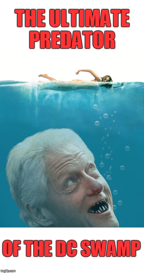 Them too | THE ULTIMATE PREDATOR; OF THE DC SWAMP | image tagged in clinton,jaws,slick willy | made w/ Imgflip meme maker