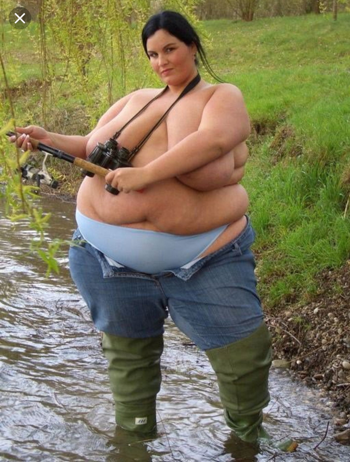 Fat girl fishing Blank Meme Template