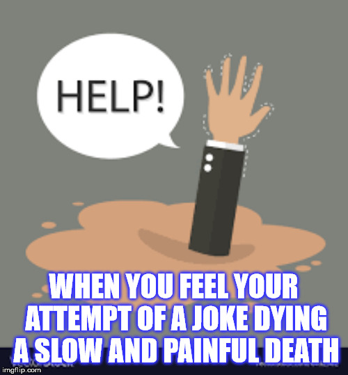 WHEN YOU FEEL YOUR ATTEMPT OF A JOKE DYING A SLOW AND PAINFUL DEATH | made w/ Imgflip meme maker