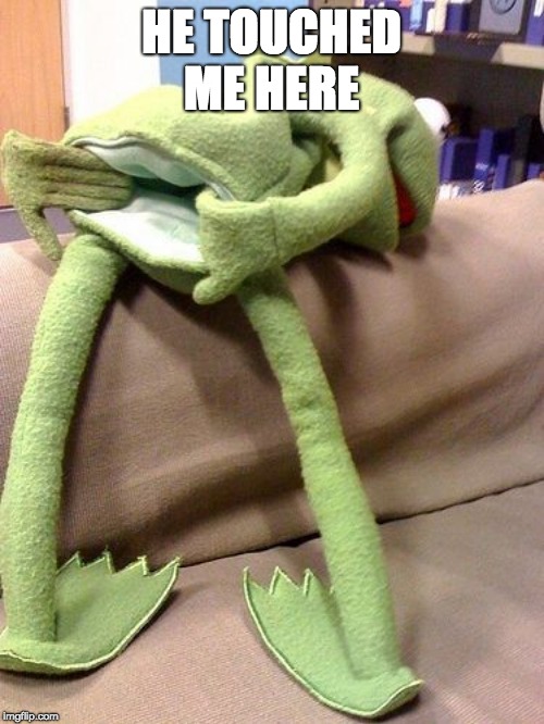 Kermit anal | HE TOUCHED ME HERE | image tagged in kermit anal | made w/ Imgflip meme maker
