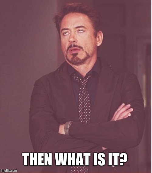 Face You Make Robert Downey Jr Meme | THEN WHAT IS IT? | image tagged in memes,face you make robert downey jr | made w/ Imgflip meme maker