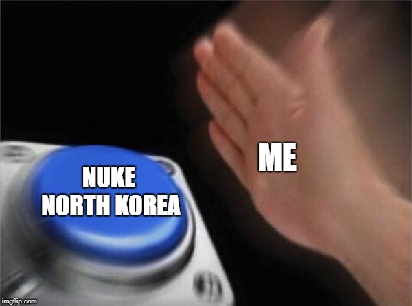 Blank Nut Button | ME; NUKE NORTH KOREA | image tagged in memes,blank nut button | made w/ Imgflip meme maker