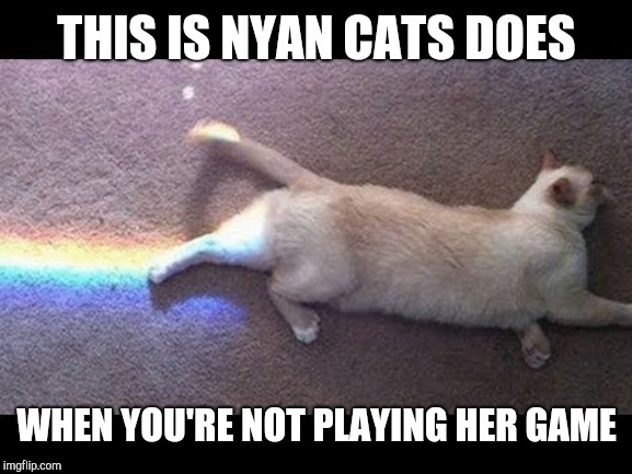 THIS IS NYAN CATS DOES; WHEN YOU'RE NOT PLAYING HER GAME | image tagged in nyan nyan nyan | made w/ Imgflip meme maker