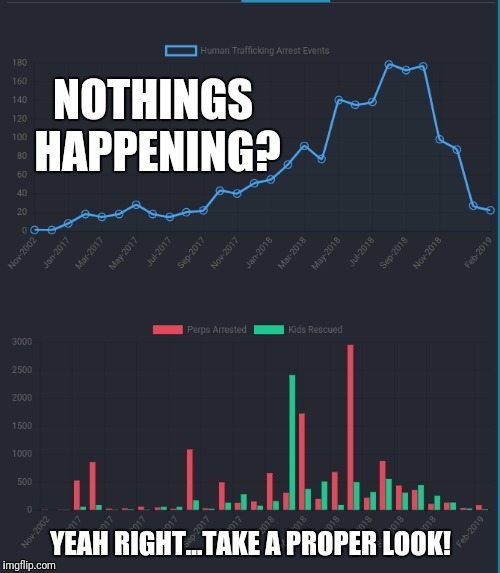 Children rescued and human trafficking arrests | NOTHINGS HAPPENING? YEAH RIGHT...TAKE A PROPER LOOK! | image tagged in human trafficking arrests and children rescued,qanon,deepstate,pedophiles,human trafficking,child trafficking | made w/ Imgflip meme maker