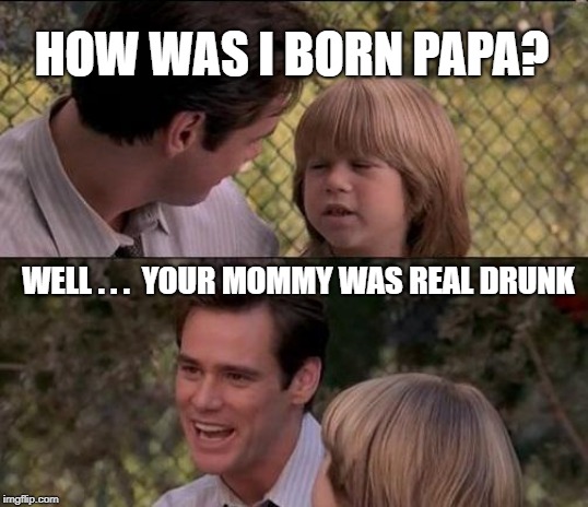 This went to a real dark place | HOW WAS I BORN PAPA? WELL . . .  YOUR MOMMY WAS REAL DRUNK | image tagged in memes,thats just something x say,rape,drunk,birth | made w/ Imgflip meme maker