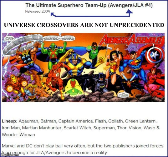 UNIVERSE CROSSOVERS ARE NOT UNPRECEDENTED | made w/ Imgflip meme maker