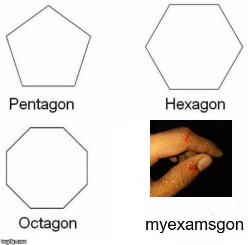 Pentagon Hexagon Octagon Meme | myexamsgon | image tagged in memes,pentagon hexagon octagon | made w/ Imgflip meme maker