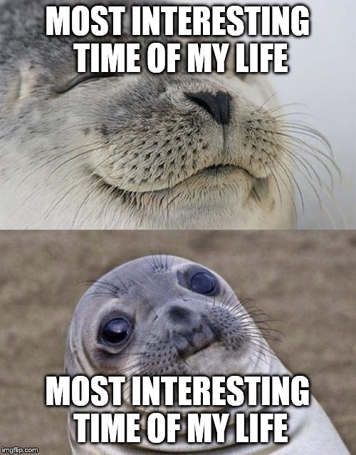 Short Satisfaction VS Truth Meme | MOST INTERESTING TIME OF MY LIFE MOST INTERESTING TIME OF MY LIFE | image tagged in memes,short satisfaction vs truth | made w/ Imgflip meme maker