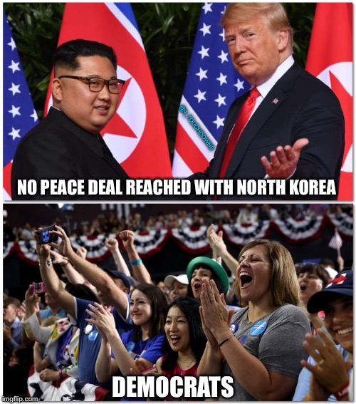 True colors... | @4_TOUCHDOWNS; NO PEACE DEAL REACHED WITH NORTH KOREA; DEMOCRATS | image tagged in north korea,trump,libtards | made w/ Imgflip meme maker