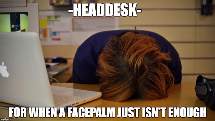 Head desk  | -HEADDESK-; FOR WHEN A FACEPALM JUST ISN'T ENOUGH | image tagged in head desk | made w/ Imgflip meme maker