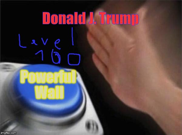 The Wall Trump Wants | Donald J. Trump; Powerful Wall | image tagged in memes,blank nut button,trump,level 100,powerful wall | made w/ Imgflip meme maker