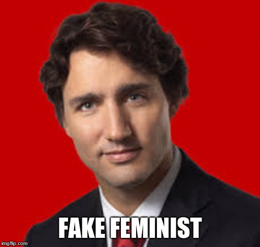 Trudeau | FAKE FEMINIST | image tagged in justin trudeau | made w/ Imgflip meme maker