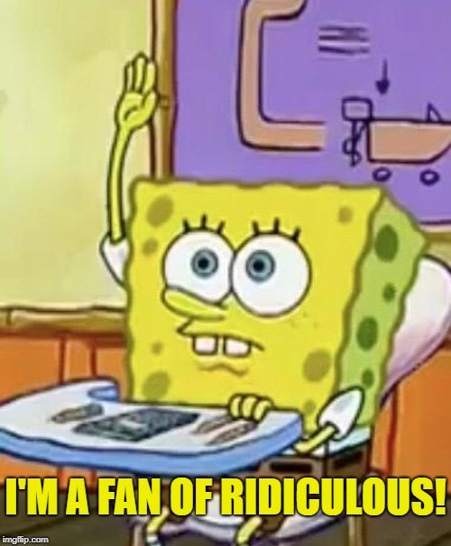 I'm a fan of Ridiculous | I'M A FAN OF RIDICULOUS! | image tagged in spongebob,ridiculous | made w/ Imgflip meme maker