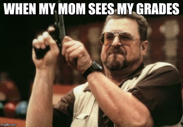 Am I The Only One Around Here Meme | WHEN MY MOM SEES MY GRADES | image tagged in memes,am i the only one around here | made w/ Imgflip meme maker
