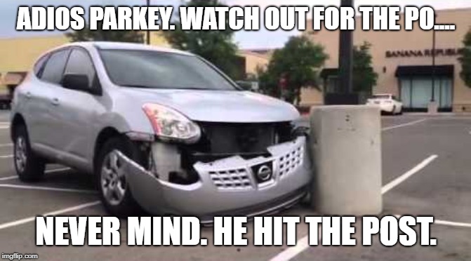 Bye Bye Parkey | ADIOS PARKEY. WATCH OUT FOR THE PO.... NEVER MIND. HE HIT THE POST. | image tagged in bears,chicago bears,parkey,kickers | made w/ Imgflip meme maker