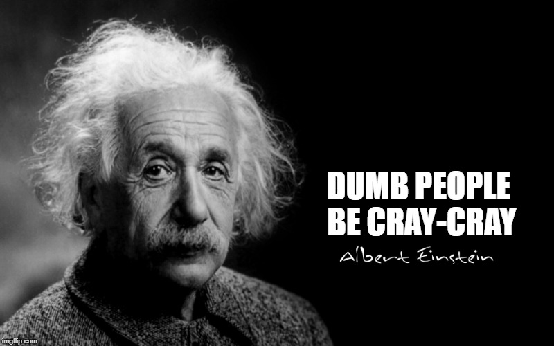 Albert Einstein | DUMB PEOPLE BE CRAY-CRAY | image tagged in albert einstein | made w/ Imgflip meme maker