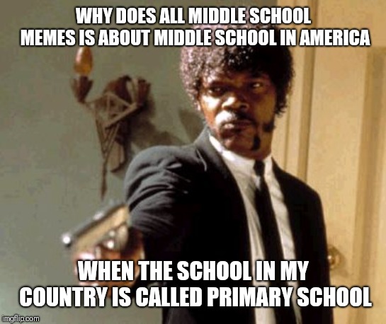 Say That Again I Dare You | WHY DOES ALL MIDDLE SCHOOL MEMES IS ABOUT MIDDLE SCHOOL IN AMERICA; WHEN THE SCHOOL IN MY COUNTRY IS CALLED PRIMARY SCHOOL | image tagged in memes,say that again i dare you | made w/ Imgflip meme maker