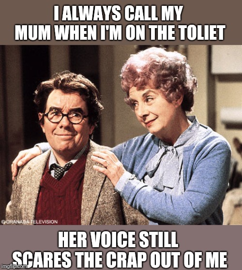 Mummy's Boy | I ALWAYS CALL MY MUM WHEN I'M ON THE TOLIET; HER VOICE STILL SCARES THE CRAP OUT OF ME | image tagged in mummy's boy | made w/ Imgflip meme maker