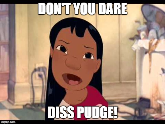 Lilo Meme | DON'T YOU DARE DISS PUDGE! | image tagged in lilo meme | made w/ Imgflip meme maker