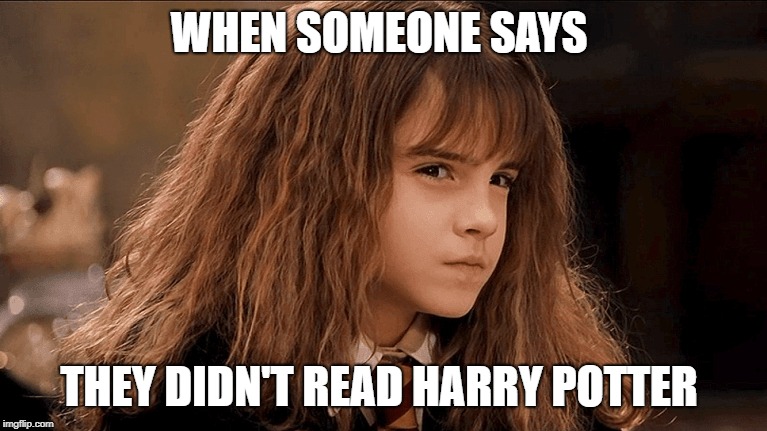 WHEN SOMEONE SAYS; THEY DIDN'T READ HARRY POTTER | made w/ Imgflip meme maker
