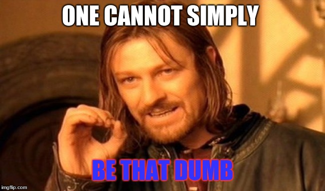 ONE CANNOT SIMPLY BE THAT DUMB | image tagged in memes,one does not simply | made w/ Imgflip meme maker