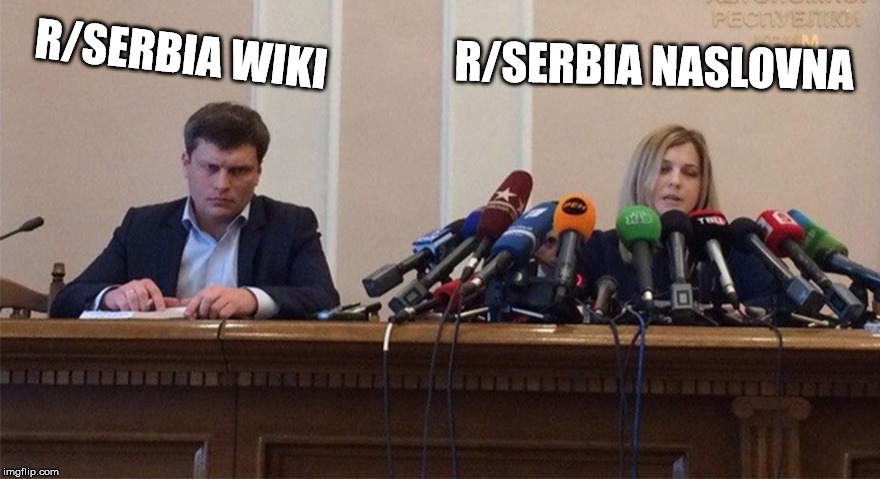 Man and woman microphone | R/SERBIA NASLOVNA; R/SERBIA WIKI | image tagged in man and woman microphone | made w/ Imgflip meme maker