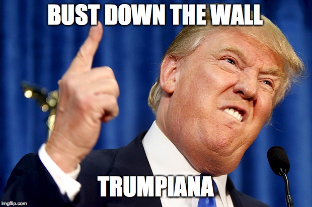 Donald Trump | BUST DOWN THE WALL; TRUMPIANA | image tagged in donald trump | made w/ Imgflip meme maker