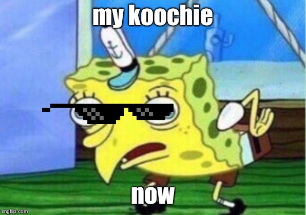 Mocking Spongebob | my koochie; now | image tagged in memes,mocking spongebob | made w/ Imgflip meme maker