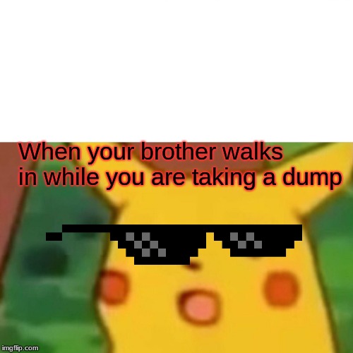 Surprised Pikachu | When your brother walks in while you are taking a dump | image tagged in memes,surprised pikachu | made w/ Imgflip meme maker